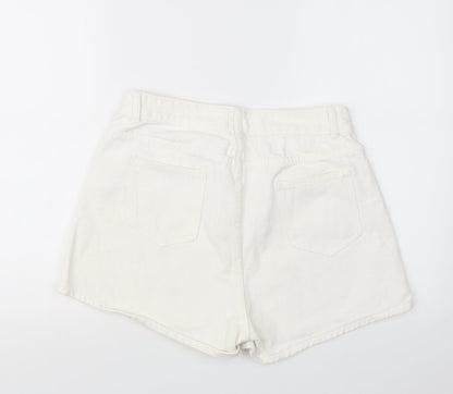 SheIn Womens White  Denim Boyfriend Shorts Size L