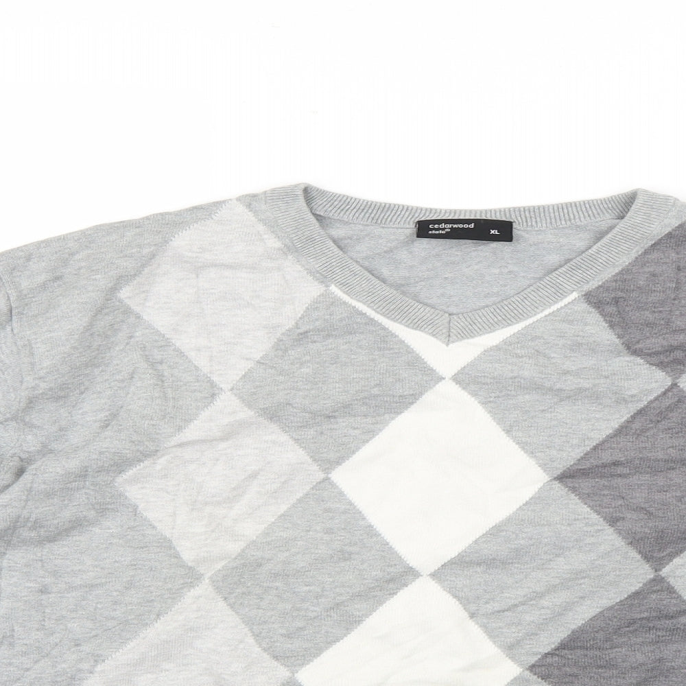 Cedar Wood State Mens Multicoloured Argyle/Diamond  Pullover Jumper Size XL