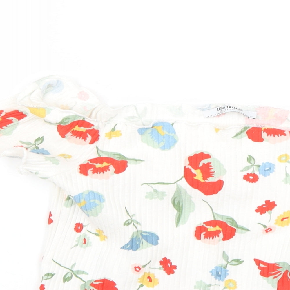 Womens UK Size M Zara Multicoloured Basic Blouse