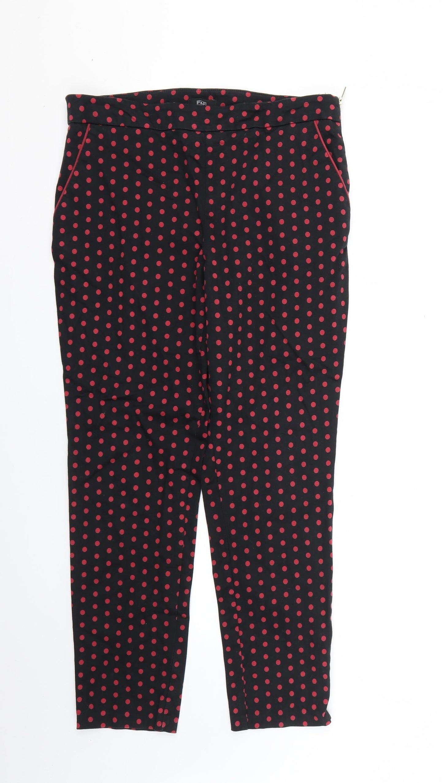 F&F Womens Black Polka Dot  Trousers   L25 in