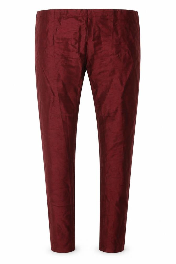 Front view of Preworn women’s red trousers, size UK 57, in, 37-inch leg
