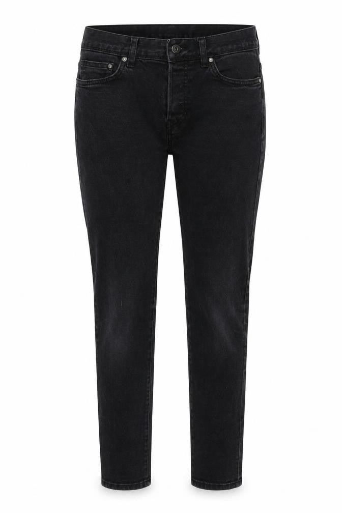 Front view of H&M women’s grey denim skinny jeans, size UK 30, in, 32-inch leg