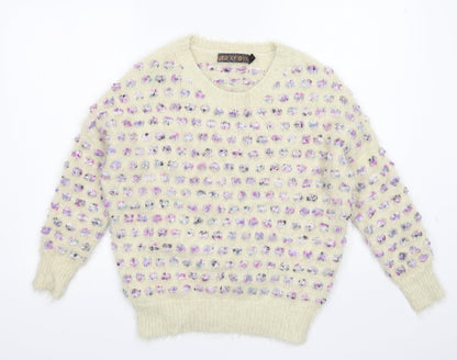 Womens UK Size S QED London White Pullover Jumper