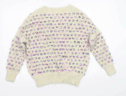 Womens UK Size S QED London White Pullover Jumper