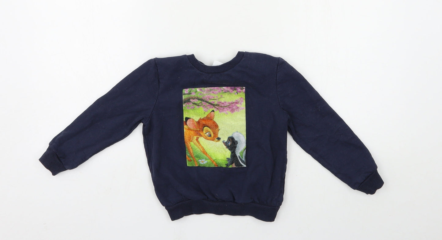 Disney Girls Blue   Pullover Sweatshirt Size 4-5 Years  - bambi