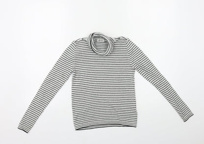 H&M Girls Black Striped Knit Pullover Jumper Size 11-12 Years