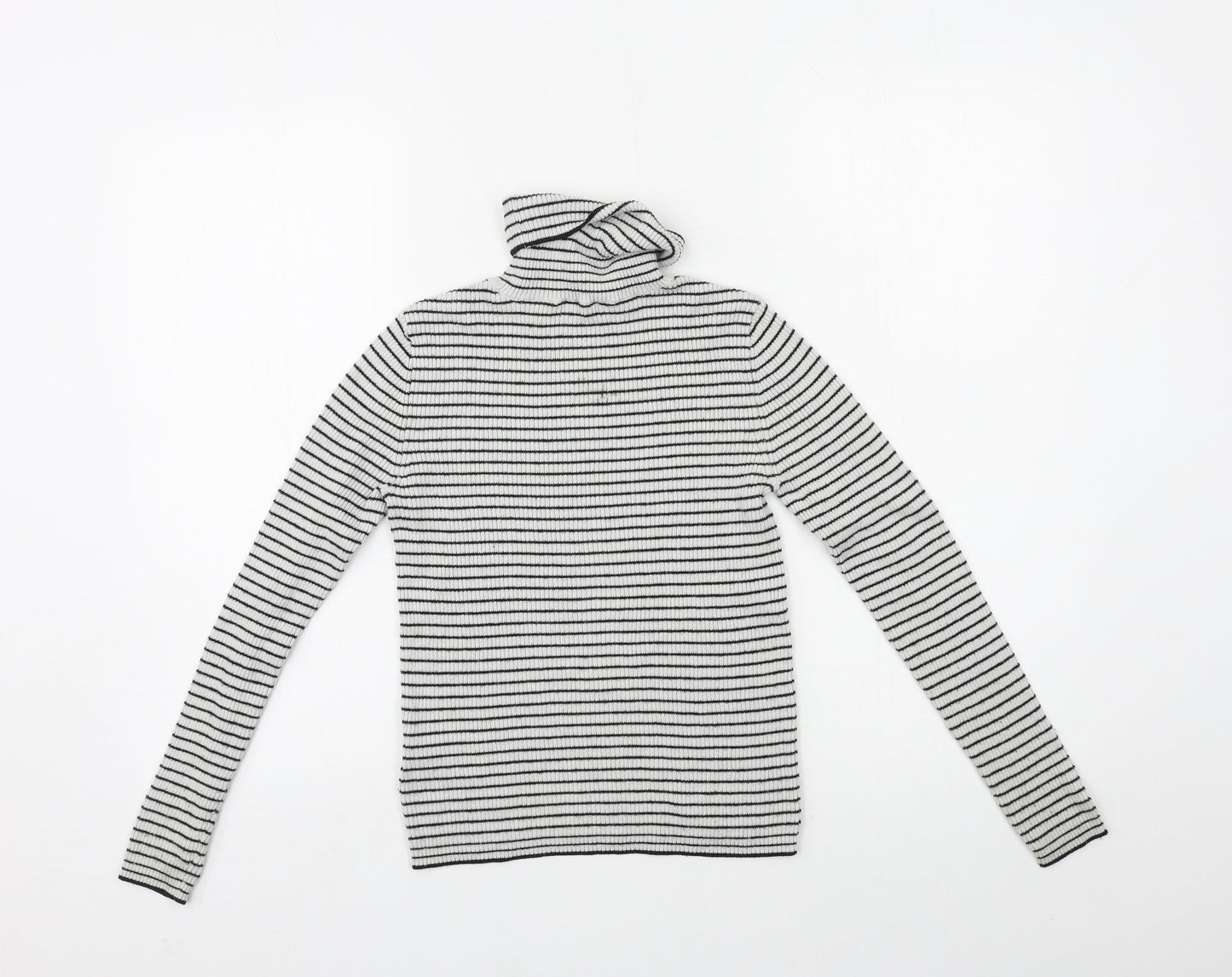 H&M Girls Black Striped Knit Pullover Jumper Size 11-12 Years