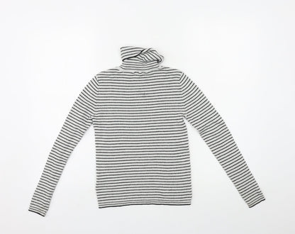 H&M Girls Black Striped Knit Pullover Jumper Size 11-12 Years