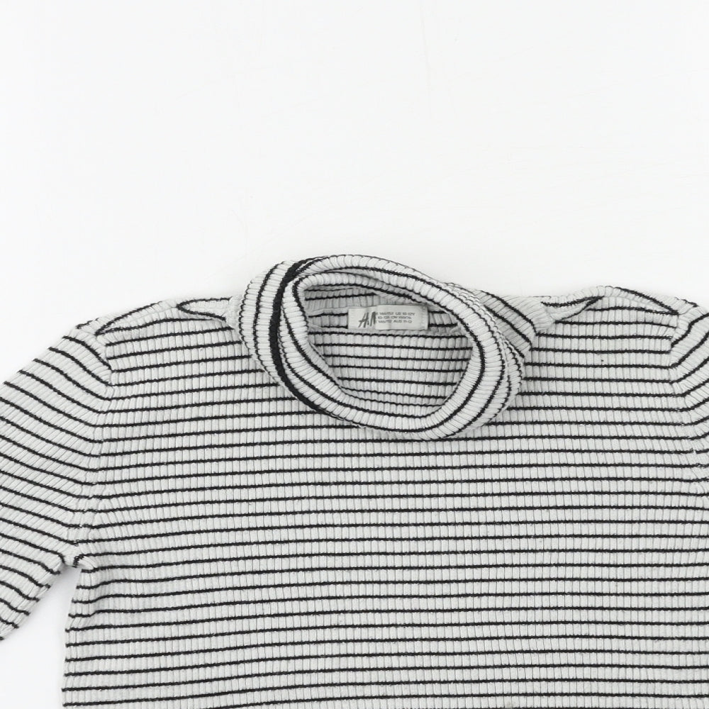 H&M Girls Black Striped Knit Pullover Jumper Size 11-12 Years