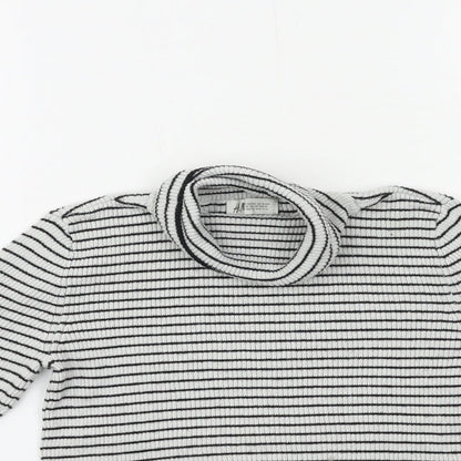 H&M Girls Black Striped Knit Pullover Jumper Size 11-12 Years