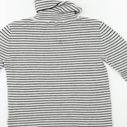H&M Girls Black Striped Knit Pullover Jumper Size 11-12 Years