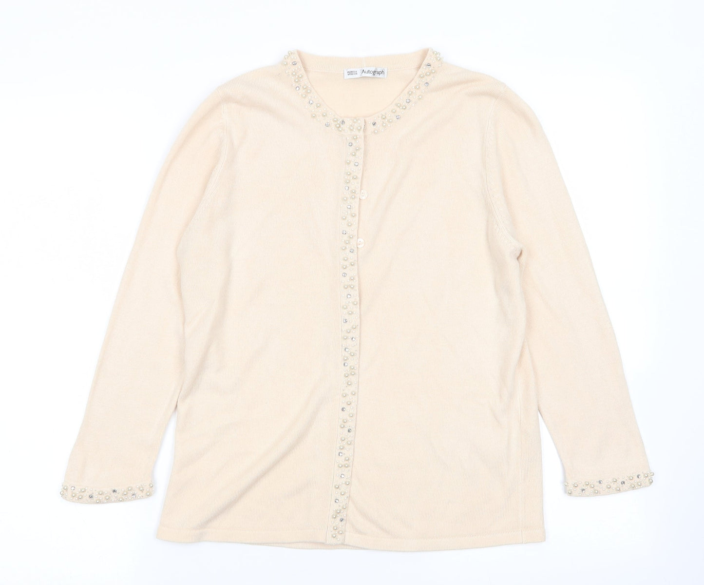 Womens UK Size 12 M&S Beige Cardigan Jumper