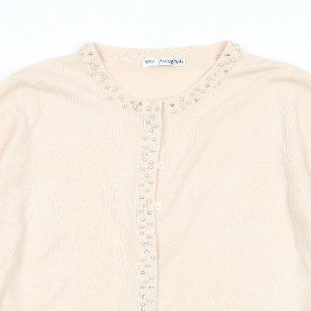 Womens UK Size 12 M&S Beige Cardigan Jumper
