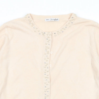 Womens UK Size 12 M&S Beige Cardigan Jumper