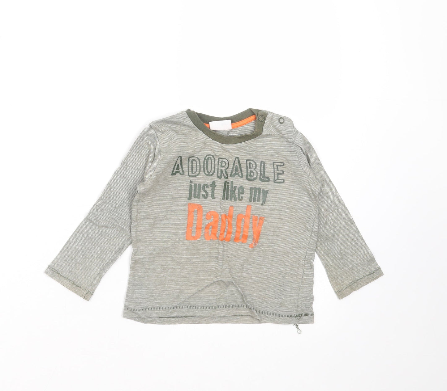 F&F Boys Green Striped  Basic T-Shirt Size 9-12 Months  - Adorable just like my Daddy