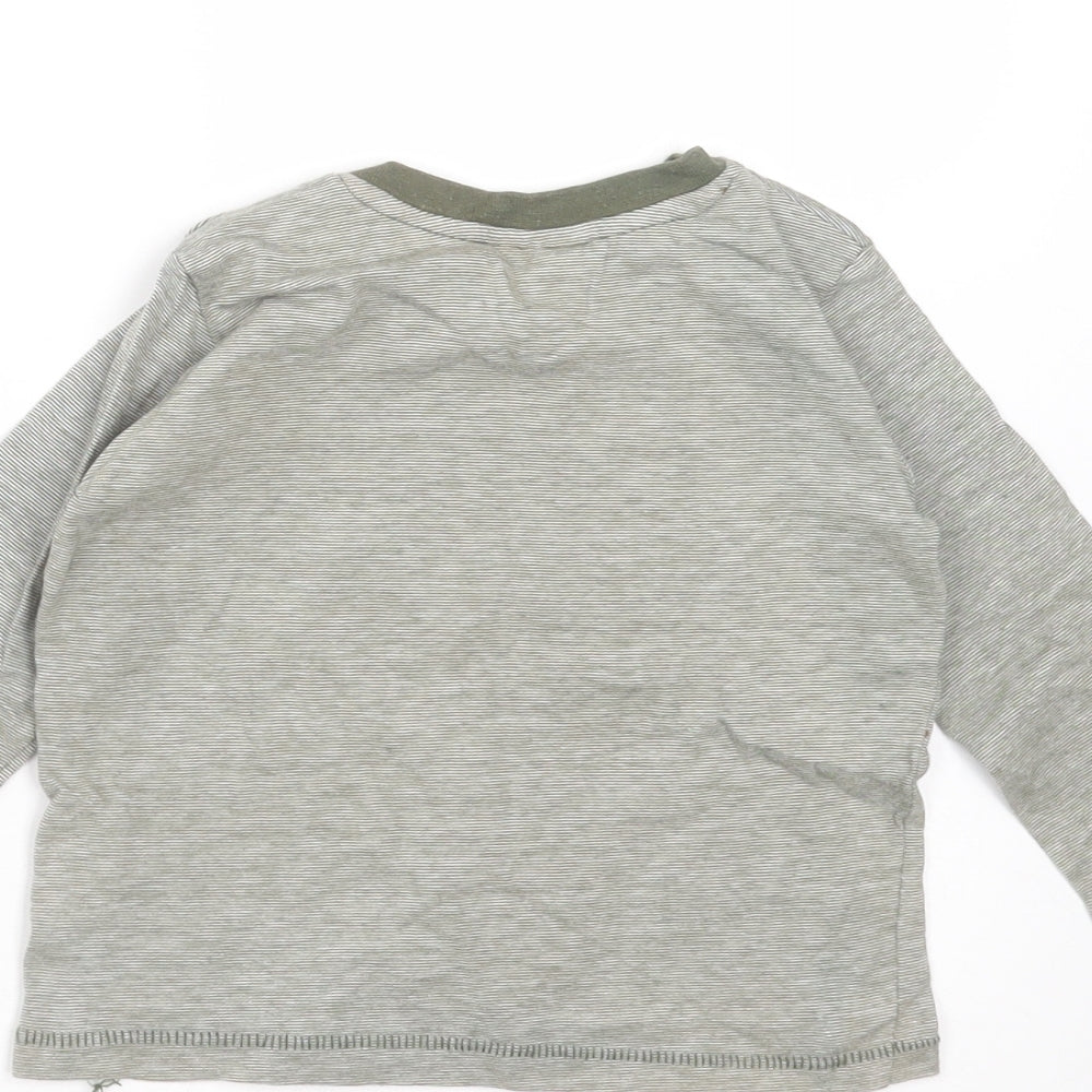 F&F Boys Green Striped  Basic T-Shirt Size 9-12 Months  - Adorable just like my Daddy