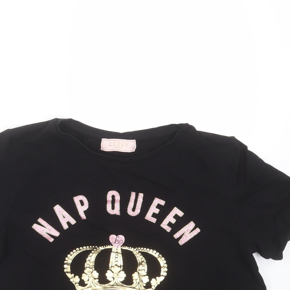 Lipsy Girls Black Solid  Top Pyjama Top Size 9-10 Years  - nap queen