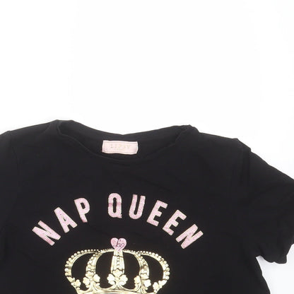 Lipsy Girls Black Solid  Top Pyjama Top Size 9-10 Years  - nap queen