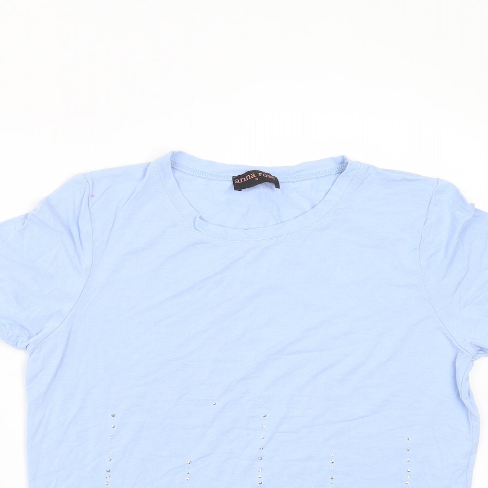 Womens UK Size S anna rose Blue Basic T-Shirt
