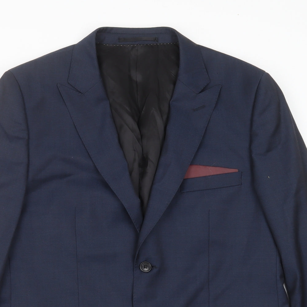 Mens UK Size 42 Topman Regular Blue Suit Jacket