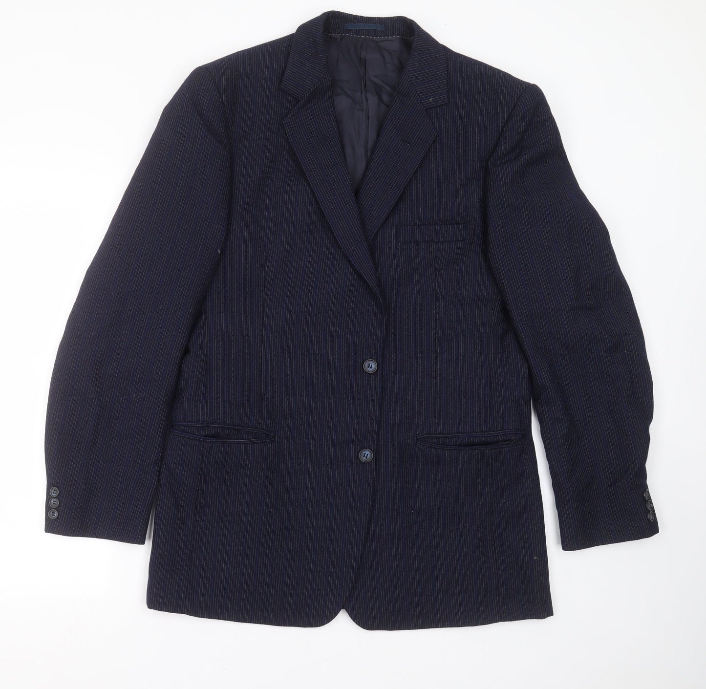 wilf curry Mens Blue Striped  Jacket Suit Jacket Size 42