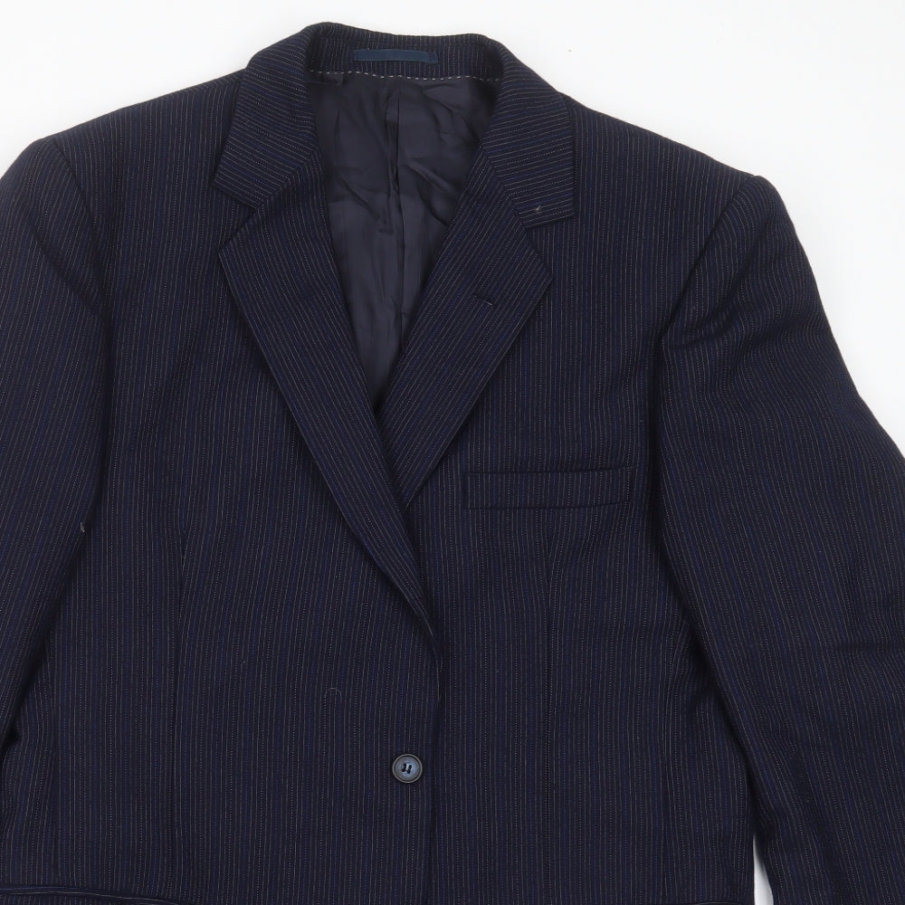 wilf curry Mens Blue Striped  Jacket Suit Jacket Size 42