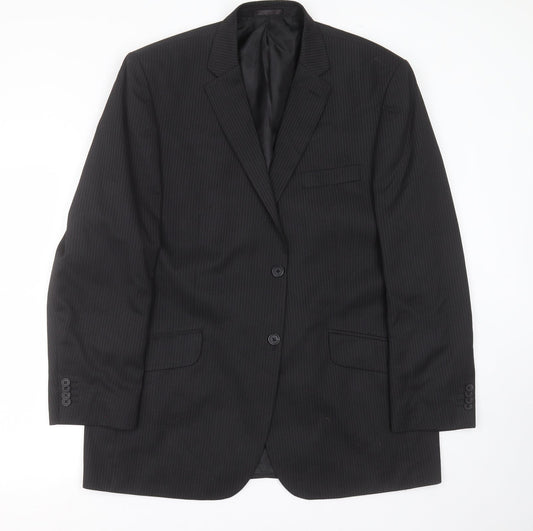 F&F Mens Black Striped  Jacket Suit Jacket Size 44