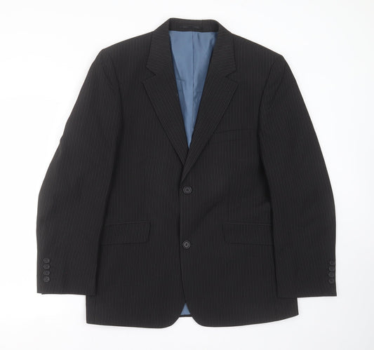 George Mens Black Striped  Jacket Suit Jacket Size 40
