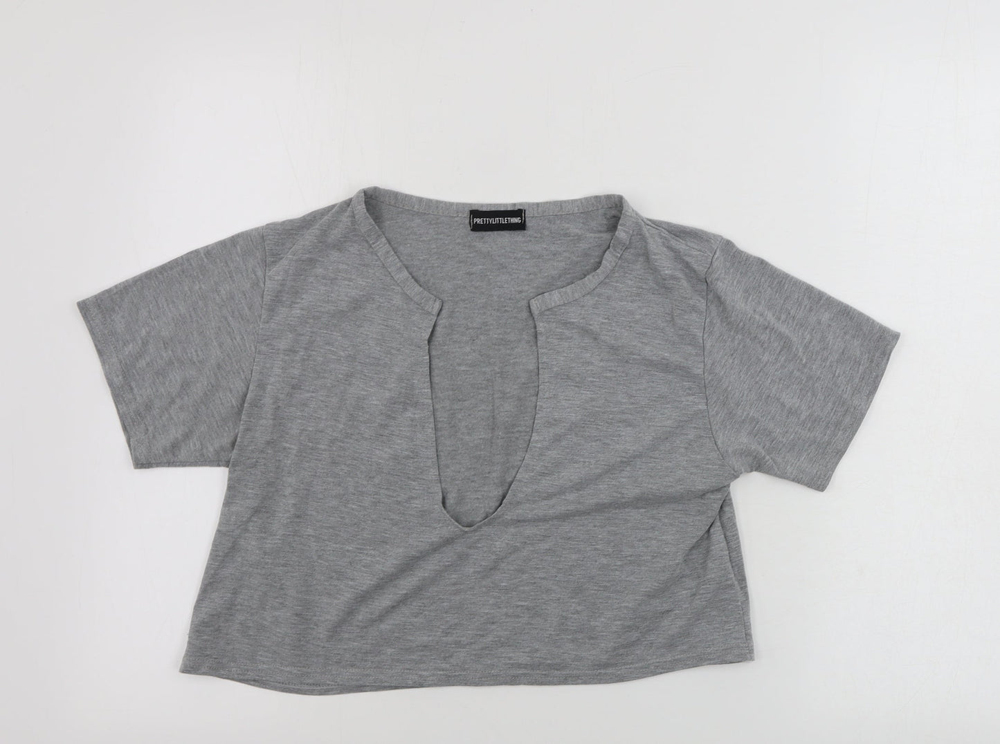 Womens UK Size 12 PRETTYLITTLETHING Grey Basic T-Shirt