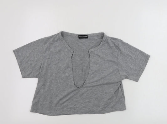 Womens UK Size 12 PRETTYLITTLETHING Grey Basic T-Shirt