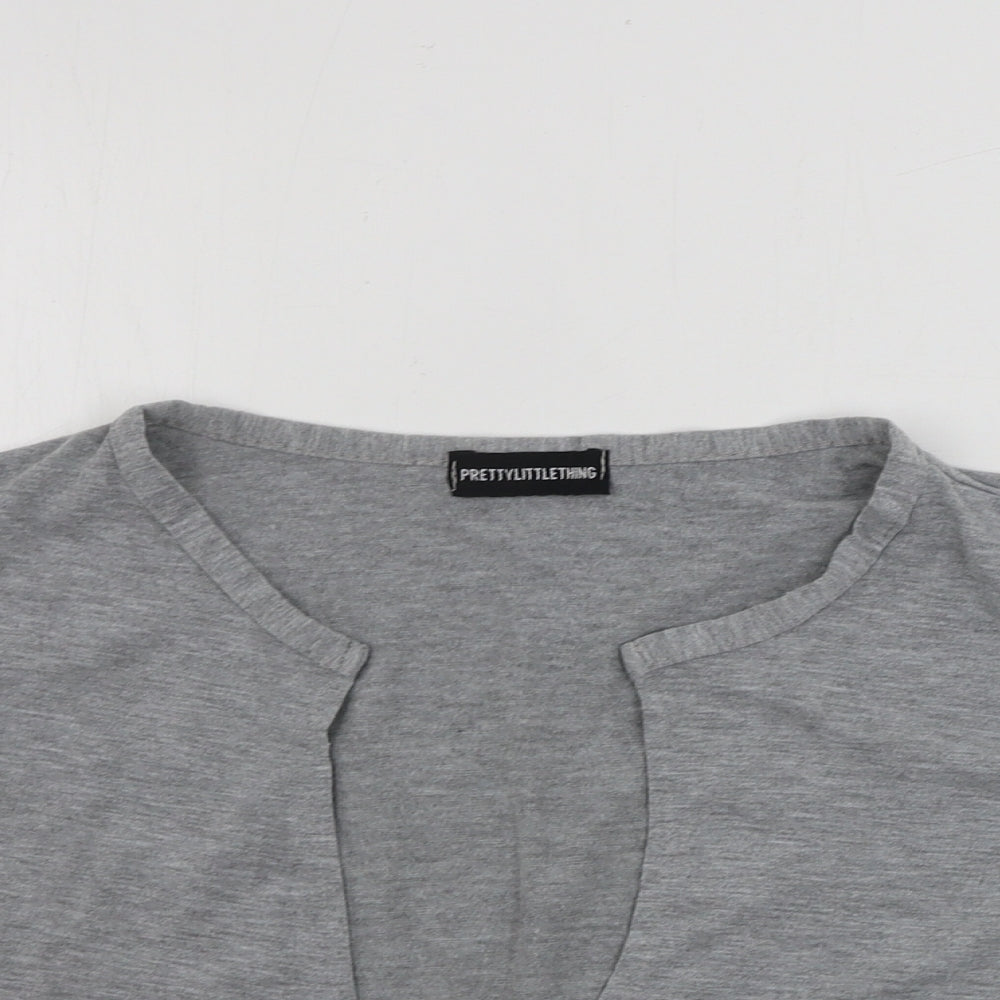 Womens UK Size 12 PRETTYLITTLETHING Grey Basic T-Shirt