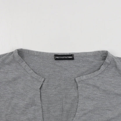 Womens UK Size 12 PRETTYLITTLETHING Grey Basic T-Shirt