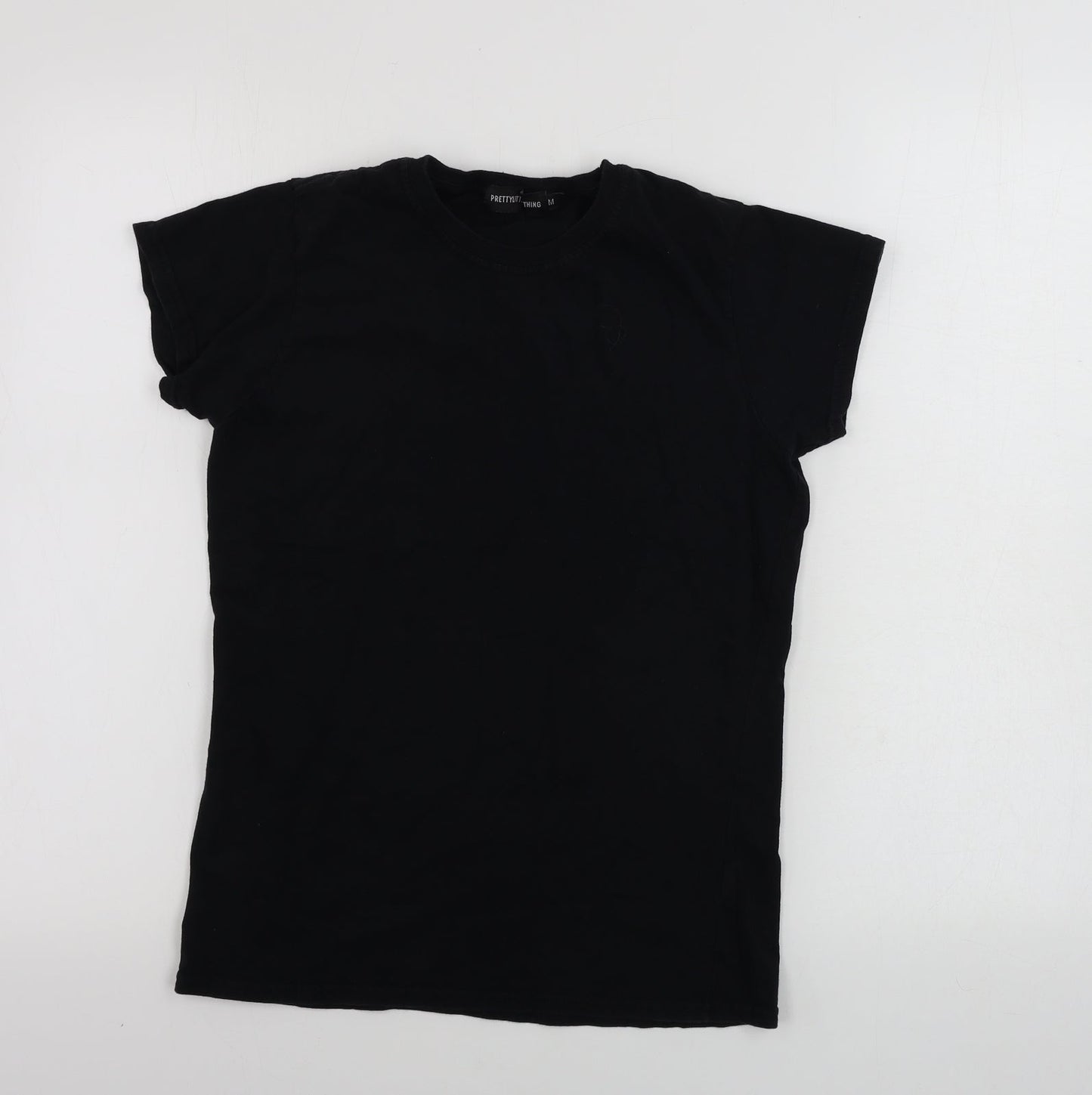 Womens UK Size M PRETTYLITTLETHING Black Basic T-Shirt