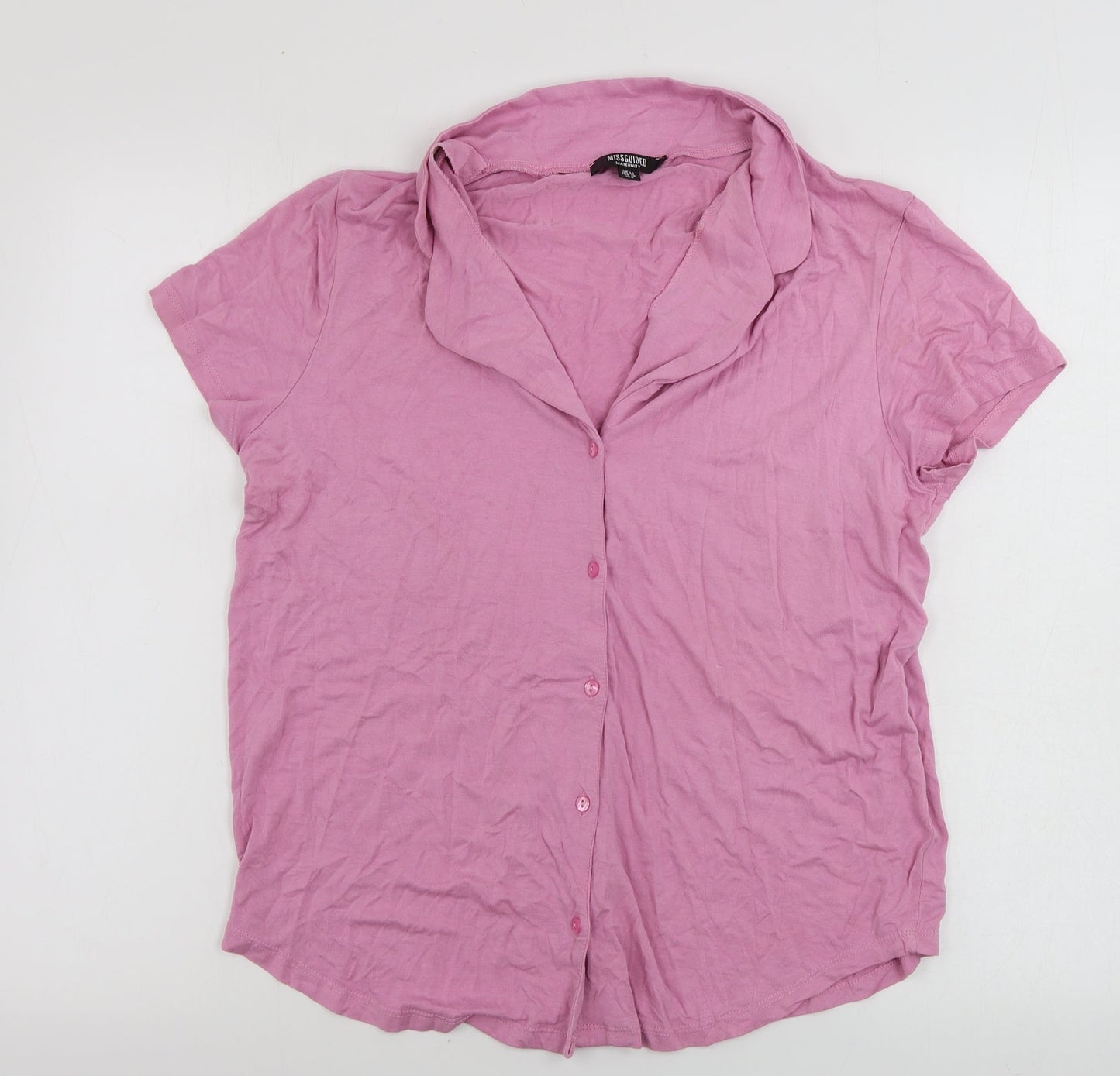 Womens UK Size 10 Missguided Pink Basic Button-Up