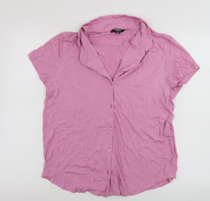 Womens UK Size 10 Missguided Pink Basic Button-Up