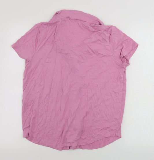 Womens UK Size 10 Missguided Pink Basic Button-Up