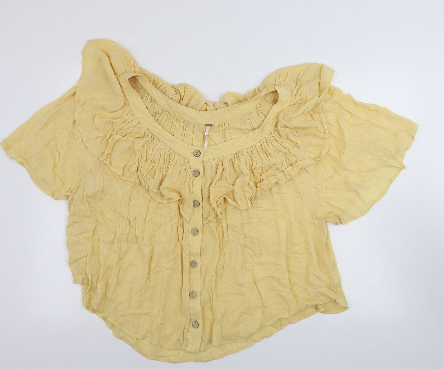 Womens UK Size L Preworn Yellow Basic Blouse