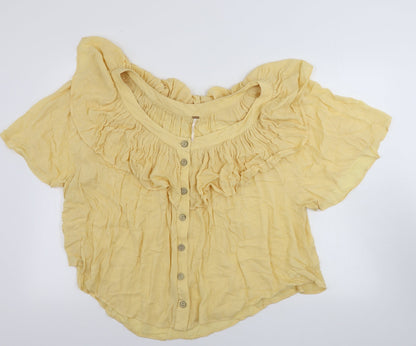 Womens UK Size L Preworn Yellow Basic Blouse