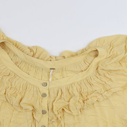 Womens UK Size L Preworn Yellow Basic Blouse