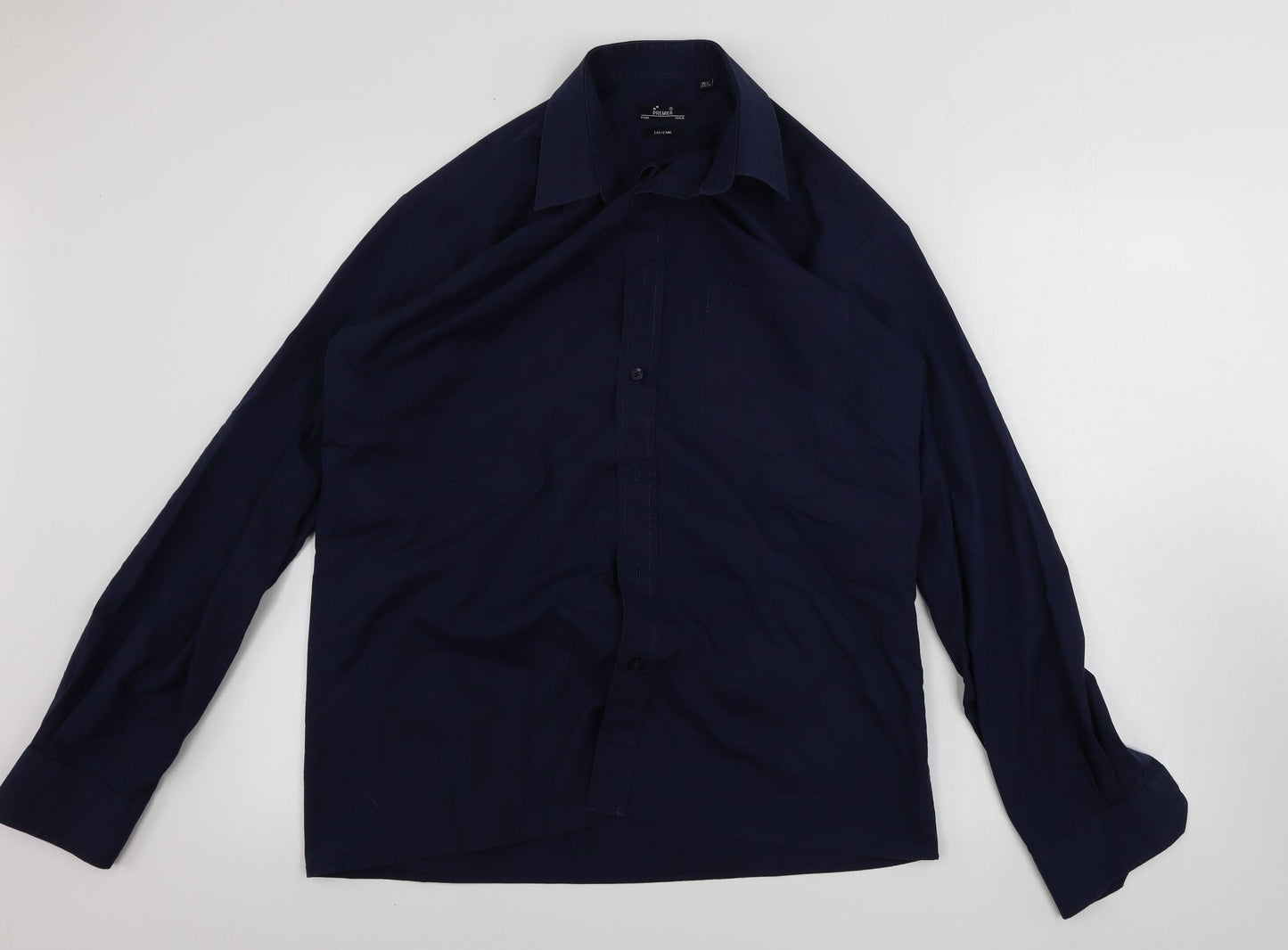 Mens UK Size 15.5 Premier Blue  Button-Up Long Sleeve Casual Shirt