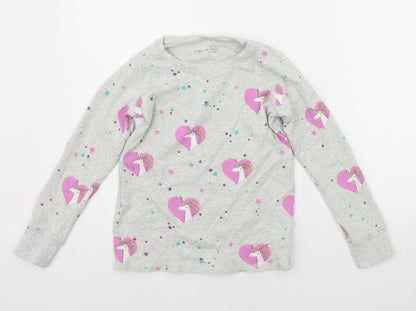 NEXT Girls Grey Floral  Top Pyjama Top Size 9 Years  - UNICORN