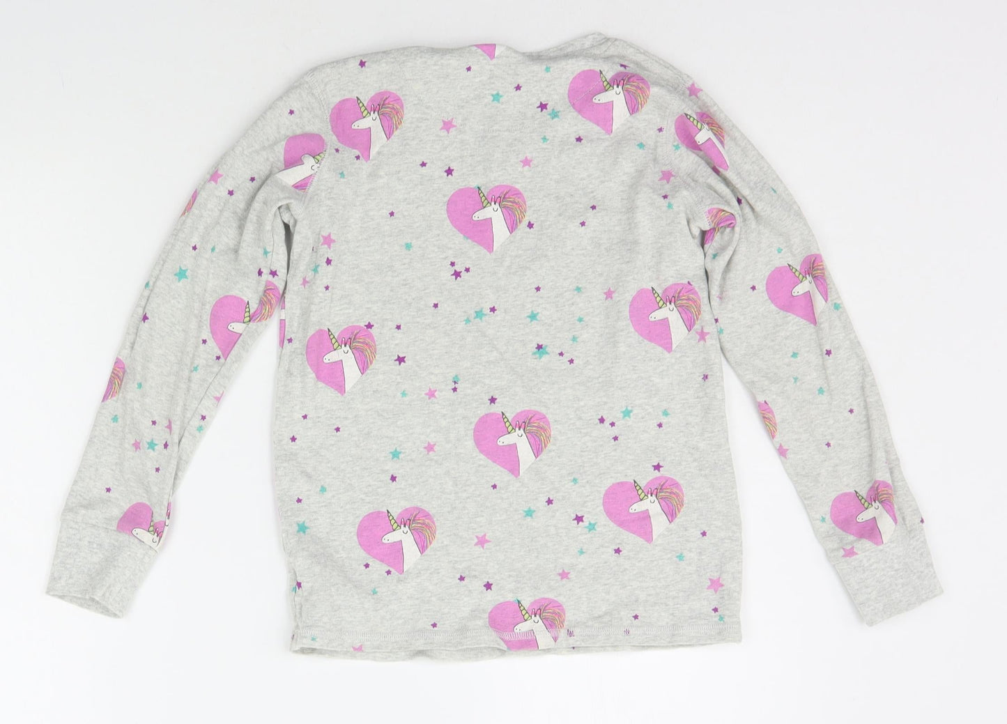 NEXT Girls Grey Floral  Top Pyjama Top Size 9 Years  - UNICORN