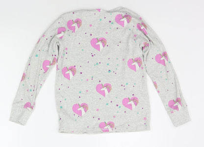 NEXT Girls Grey Floral  Top Pyjama Top Size 9 Years  - UNICORN