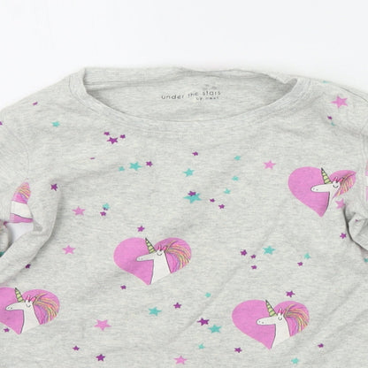 NEXT Girls Grey Floral  Top Pyjama Top Size 9 Years  - UNICORN