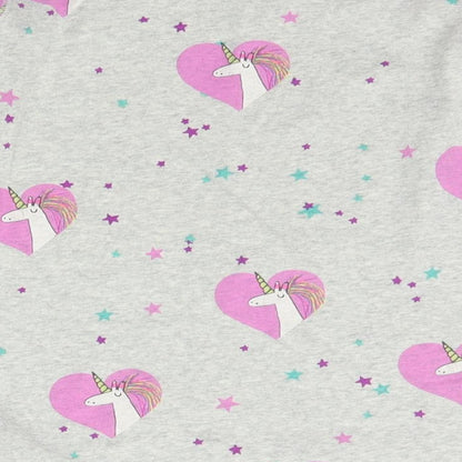 NEXT Girls Grey Floral  Top Pyjama Top Size 9 Years  - UNICORN