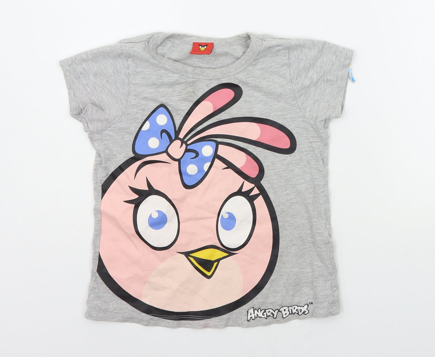 Fashion Uk Boys Grey   Basic T-Shirt Size 5-6 Years  - angry birds
