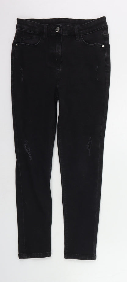 Matalan Girls Black   Skinny Jeans Size 9 Years - DISTRESSED