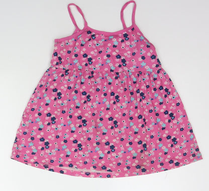 Board Angels Girls Pink Floral  Basic Tank Size 9-10 Years