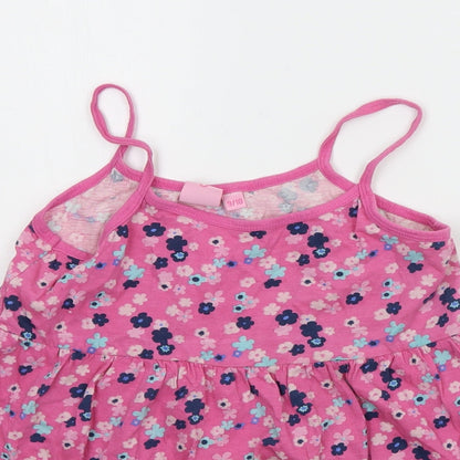 Board Angels Girls Pink Floral  Basic Tank Size 9-10 Years