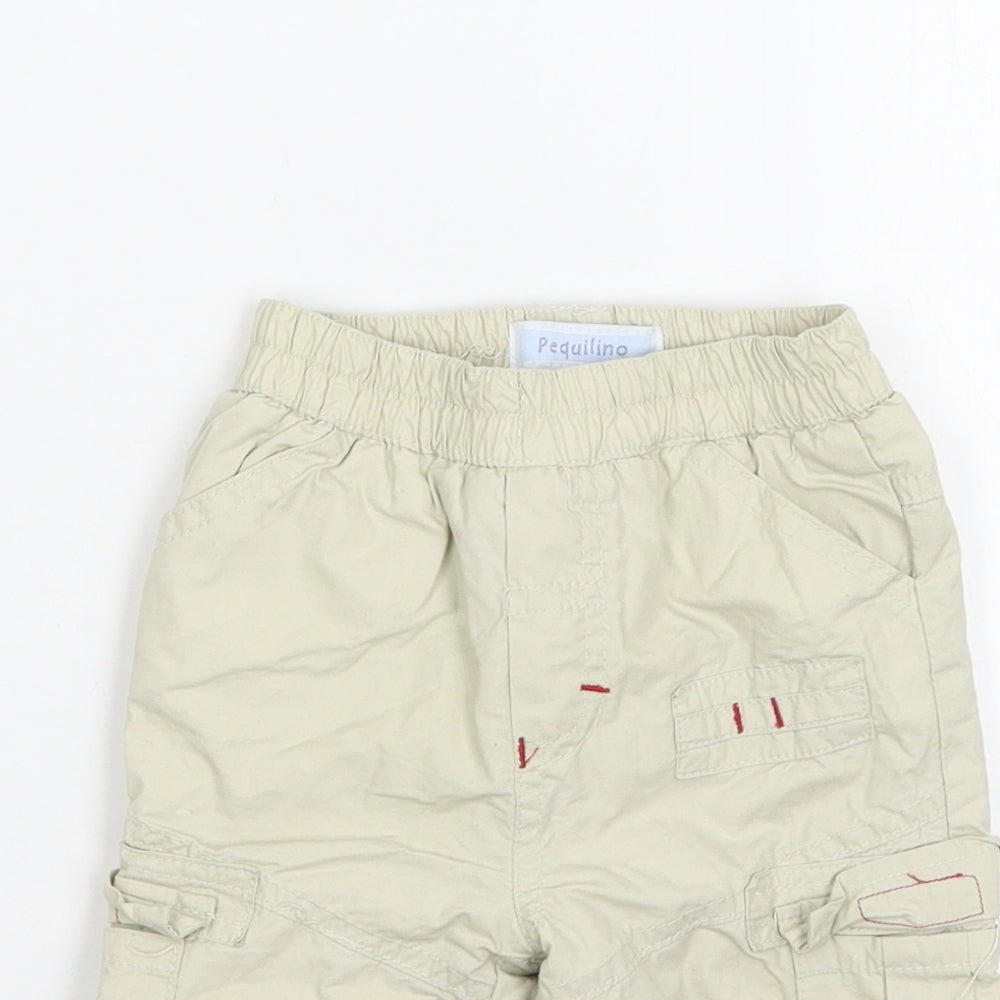 prequilino Baby Beige   Cargo Trousers Size 9-12 Months
